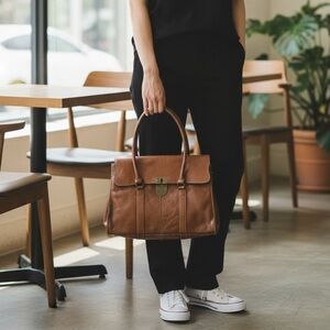 Patricia Nash | Vienna Satchel Hand Bag in Tan Brown Leather